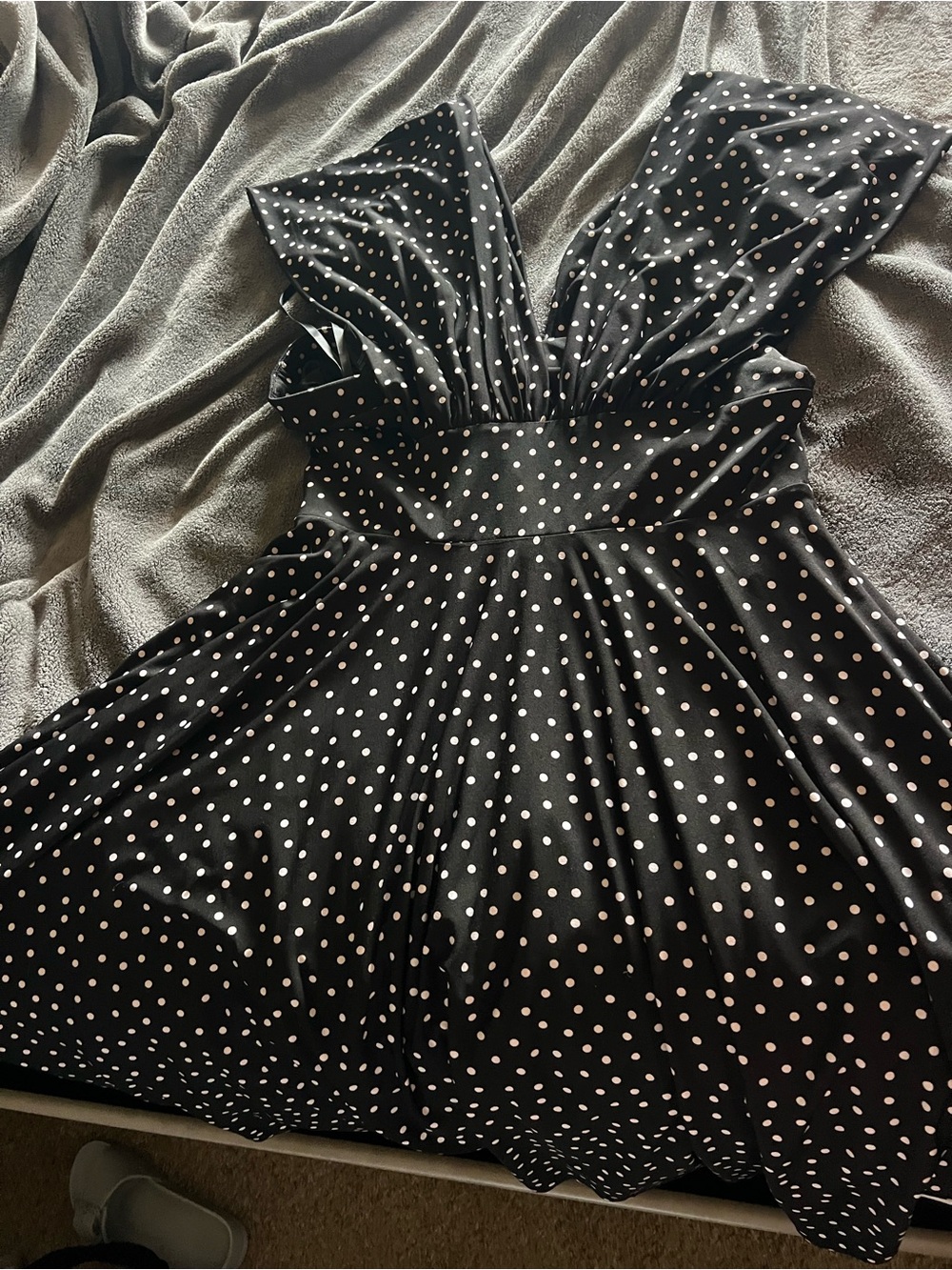 White House Black Market Black Dress with White Polka Dots